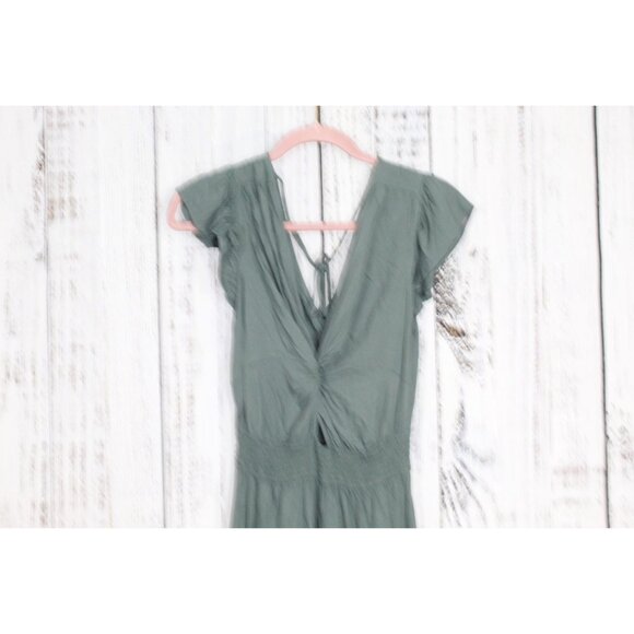 Venus Lascana Twist Front Smocked Waist Midi Dress Green Size Small - Picture 2 of 12